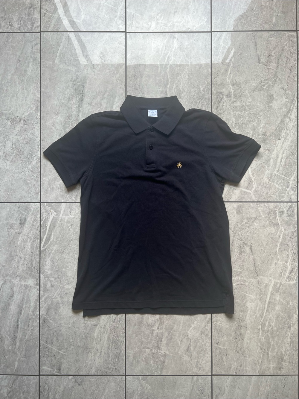 Brooks Brothers Men Heather Black Pique GoldenFleece Logo Slim PerformancePolo L